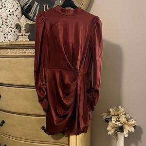 Zimmermann Deep Red Satin Long Sleeve Dress